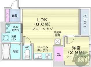プルミエールJINNO【1階】の間取り