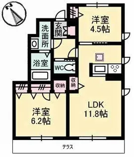 ラフィネ A棟【1階】の間取り