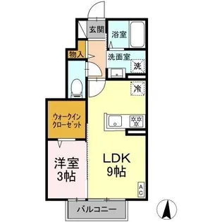 メゾンソレイユ中島西【1階】の間取り