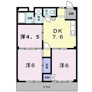 ル・パラディA【1階】の間取り