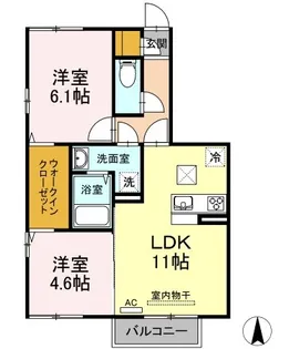 レスポワールB棟B105【1階】の間取り