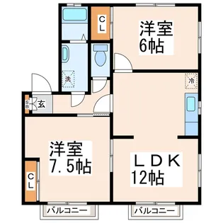グランディオーソA・B【2階】の間取り