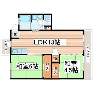 ハイネス長町【4階】の間取り
