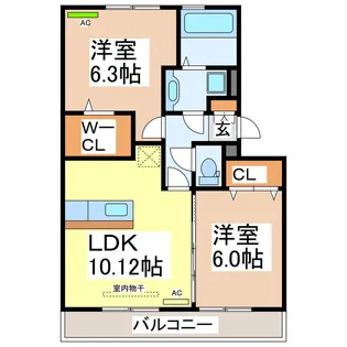 ライジングサン西宮A【3階】の間取り