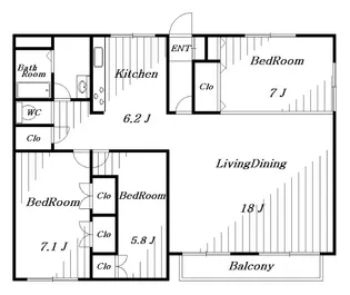 千葉県千葉市花見川区検見川町3【マンション】の間取り