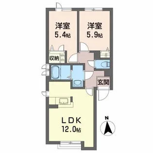 シャーメゾン鳴滝A【1階】の間取り