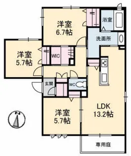 Mクオーレ【1階】の間取り