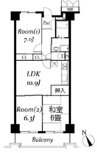 フローラ稲毛【2階】の間取り