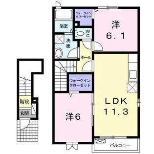 プティ ヴェルジェ B棟【2階】の間取り