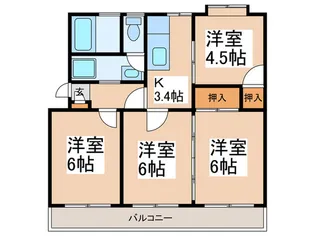 東向地団地6号棟【4階】の間取り