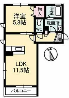 プロヌーブ富田【2階】の間取り