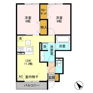 リッチ フェルト B【1階】の間取り