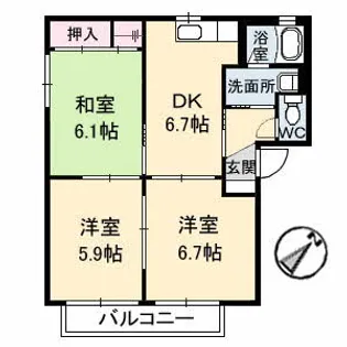 カーレントティエラ【1階】の間取り