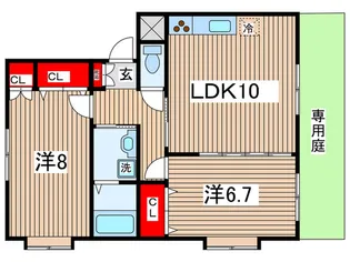 カンパーニュ川内【1階】の間取り