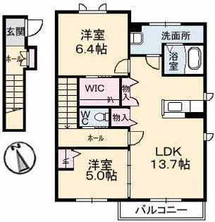 シャーメゾン レ・フレール I【2階】の間取り