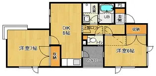 上島コモンコートA棟【2階】の間取り