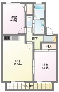 シャトージュネスA【2階】の間取り