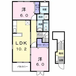 シャトーグラース弐番館【2階】の間取り