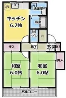 サンハイツ白幡【2階】の間取り