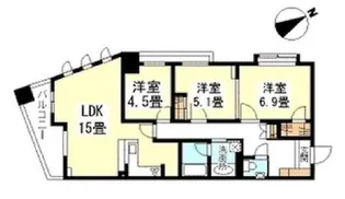 THEパームス代々木上原コスモテラス【2階】の間取り