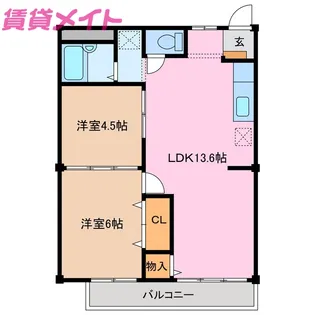 シティハイツ藤田B【2階】の間取り
