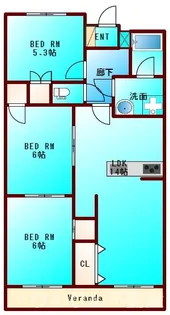 ガーデンヒルズ住吉I【1階】の間取り