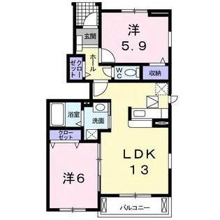 山梨県南アルプス市下今諏訪【アパート】の間取り
