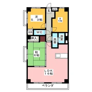 グランドヒルズ小碓6番館【2階】の間取り