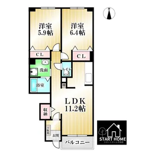 コンフォーティア徳大前B【1階】の間取り