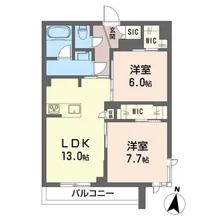 ヴォンデマルス立石【3階】の間取り