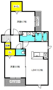 ヴェルグランデ中桜塚【2階】の間取り