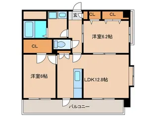 シャトー周船寺【3階】の間取り