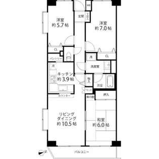 T’s garden横浜岸根公園【3階】の間取り