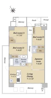 ジオ流山おおたかの森【4階】の間取り