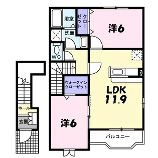 ポライトリー ガーデンC棟【2階】の間取り