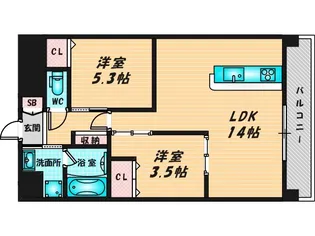 グランマーレ小路駅前【6階】の間取り