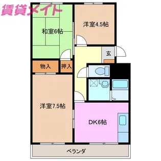 メゾン江ケ室【1階】の間取り