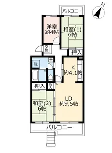 UR鹿の子台北ハイツ【1階】の間取り