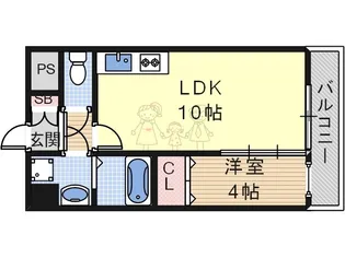 テラ北田辺【2階】の間取り