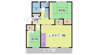 鈴蘭台第7団地6号棟【1階】の間取り