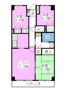 グロリオール里見壱番館【5階】の間取り