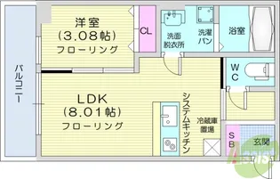 フォリアビレッジ長町南B【3階】の間取り