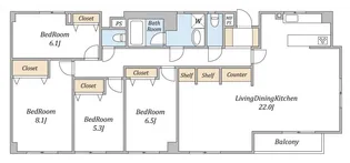 ウェルネス宝寿【4階】の間取り