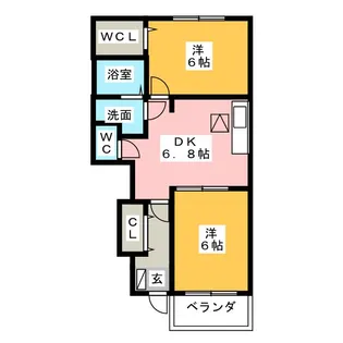ラブリーメゾンヒノキ B【1階】の間取り