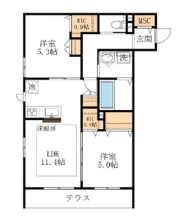 ル リアン【1階】の間取り