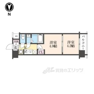 エステムコート京都二条【6階】の間取り