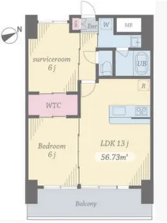 プライムコート立川【2階】の間取り