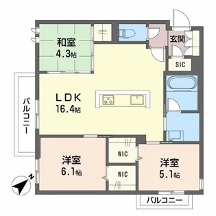 LUCE帯山西【3階】の間取り
