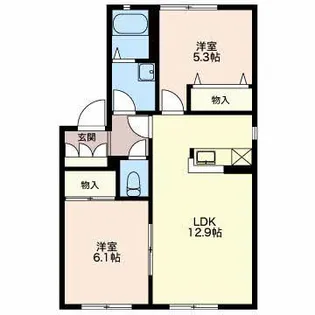 タウンズ碧B【1階】の間取り