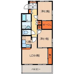 オーブドゥ長山【1階】の間取り